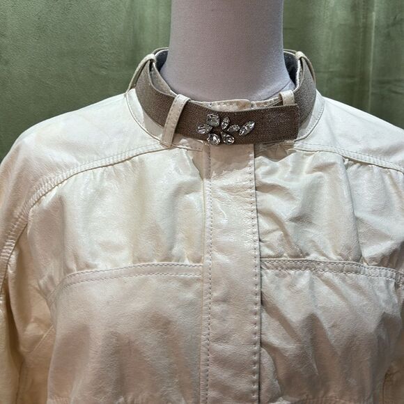Brunello Cucinelli Cream 100% leather Bomber Jacket , M - Picture 2 of 14
